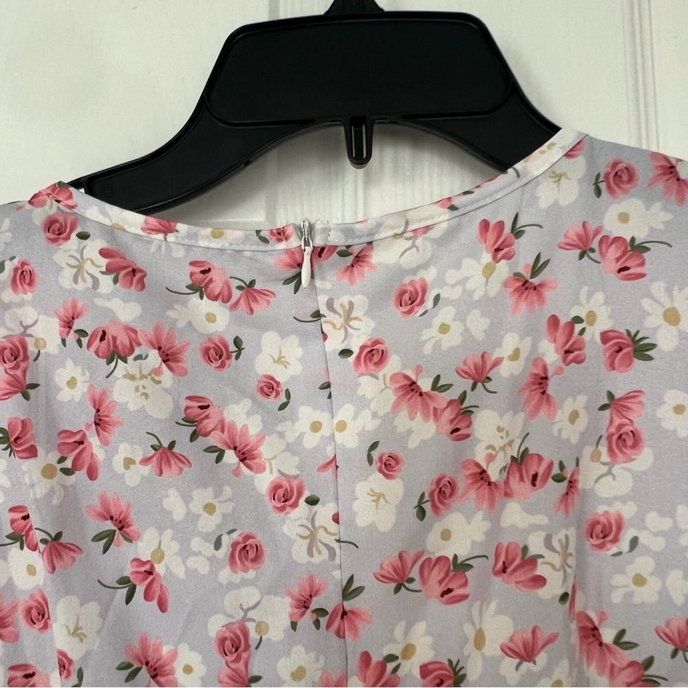 SHEIN White Midi Dress with Pink Floral Print - Picture 5 of 7